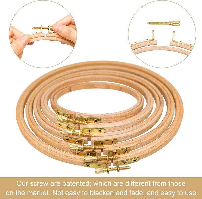 GuoFa 2 Pack 2.75'' Embroidery Hoop, 7CM Round Beech Wood Cross Stitch Hoops, Hanging Embroidery Frame Hoop for Decoration - Image 4